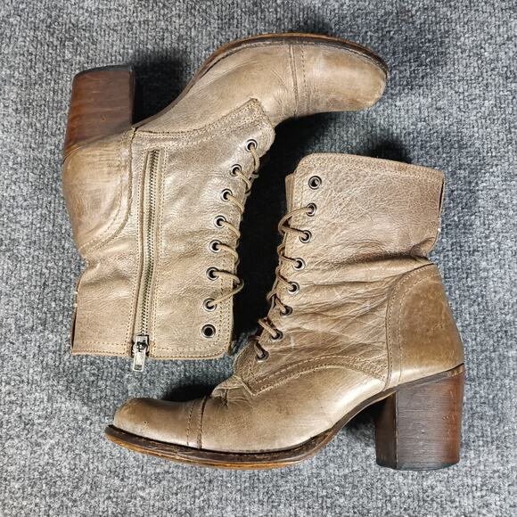 Steve Madden Graanie Ankle Boots Women Sz 8.5 M Brown Leather Lace Up - Picture 4 of 9